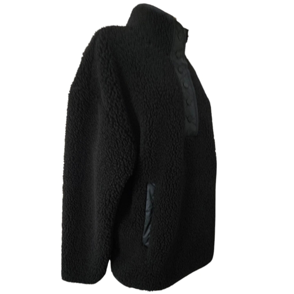 Athleta Cozy Sherpa Snap Sweatshirt Size XL  Black - Picture 6 of 15
